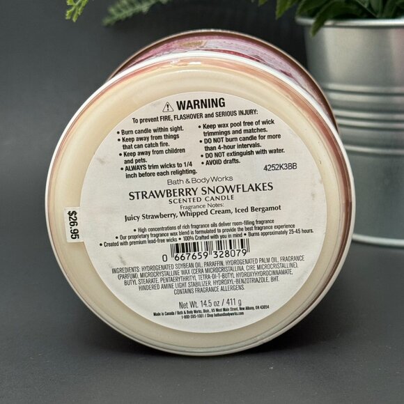 BBW Strawberry Snowflakes Bath & Body Works 3 Wick Candle Year 2024 Edition - Picture 9 of 10